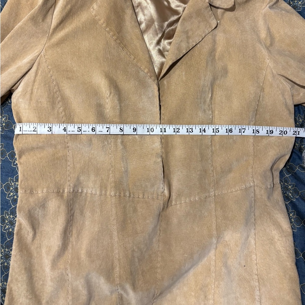 Coldwater Creek Tan Leather Blazer Jacket Women’s XL Button Front - Picture 16 of 16